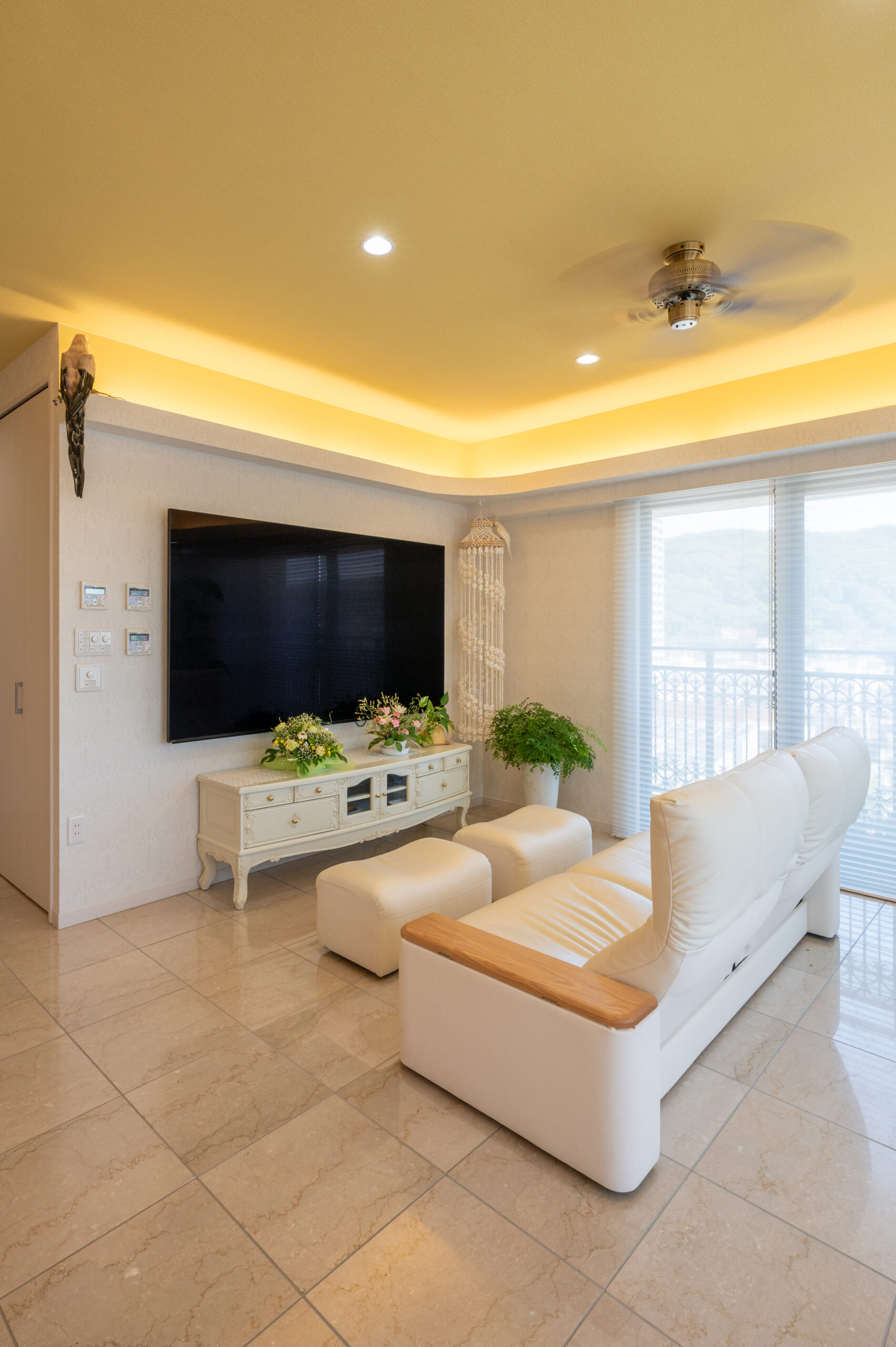 R状になったリビングの角