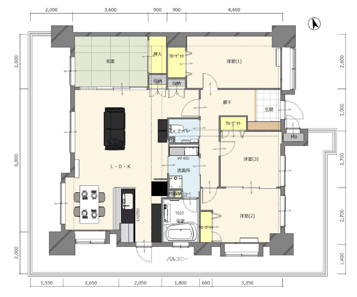 リノベーション前後の間取りを比較